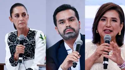 Los candidatos a la presidencia de México, Claudia Sheinbaum, Jorge Álvarez Máynez y Xóchitl Gálvez
