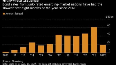Las ventas de bonos de las naciones de mercados emergentes con calificación de basura han tenido los primeros ocho meses del año más lentos desde 2016
