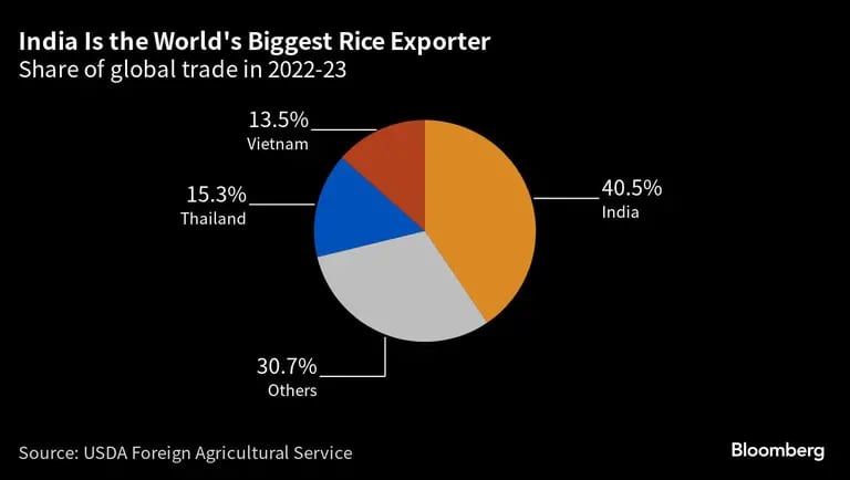 India es el exportador de arroz más grande del mundo | Cuota del comercio mundial en 2022-23dfd