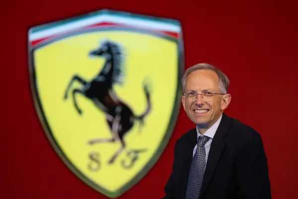 Benedetto Vigna, chief executive officer of Ferrari NV, during a Bloomberg Television interview in London, UK, on Thursday, May 23, 2024. The Chinese market needs more time to mature, Vigna said. Photographer: Hollie Adams/Bloomberg
