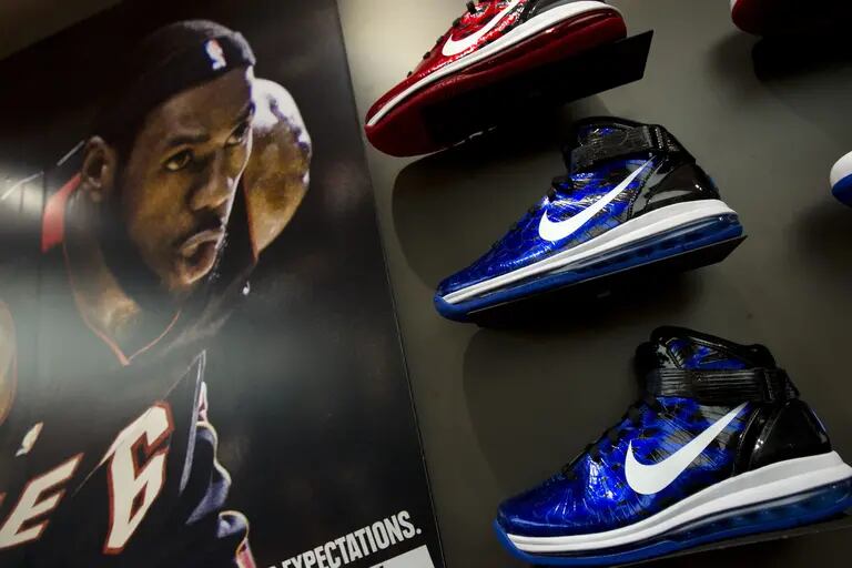 LeBron James signature sneakers at Nike's flagship store in New York in 2010. Photographer: Jin Lee/Bloombergdfd