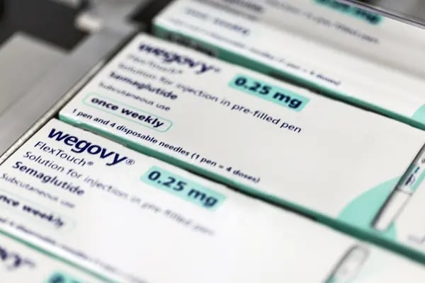 Caixas de Wegovy em fábrica da Novo Nordisk: medicamento se tornou fenômeno global de vendas
