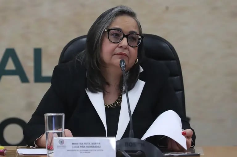 La ministra presidenta de la Suprema Corte de Justicia de la Nación, Norna Piña, durante su participación en un diálogo sobre la reforma al Poder Judicial de México (Cortesía: Cámara de Diputados).dfd
