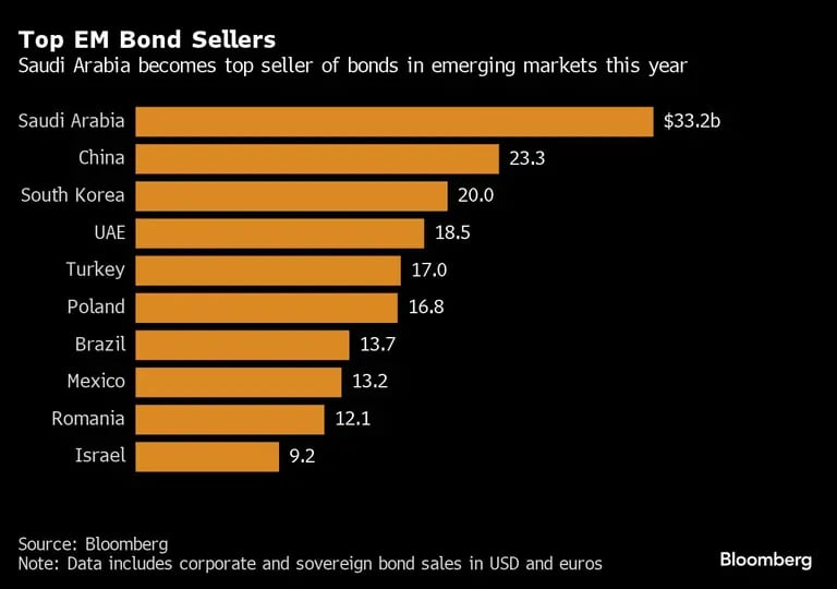 Top EM Bond Sellers | Saudi Arabia becomes top seller of bonds in emerging markets this yeardfd