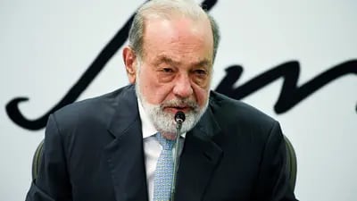 Carlos Slim, durante la conferencia del 12 de febrero de 2024