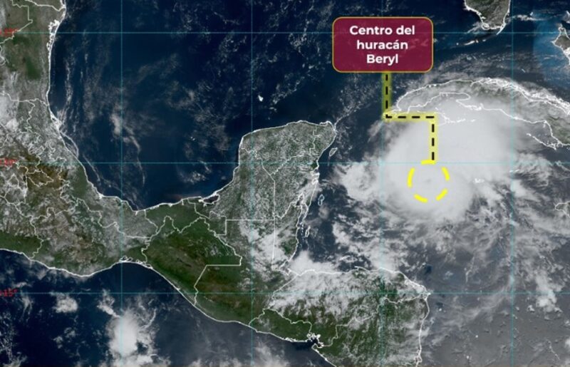 El huracán Beryl impactará México entre los municipios de Tulum y Felipe Carrillo Puerto.