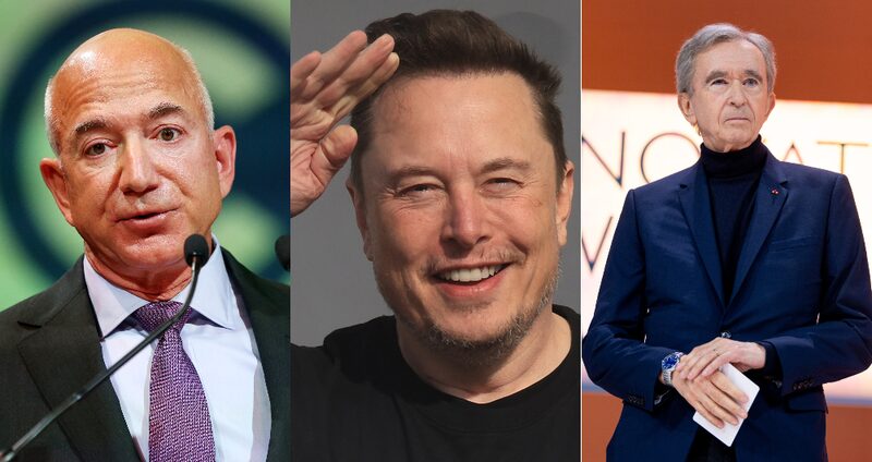 Elon Musk, Jeff Bezos y Bernard Arnault lideran la lista.