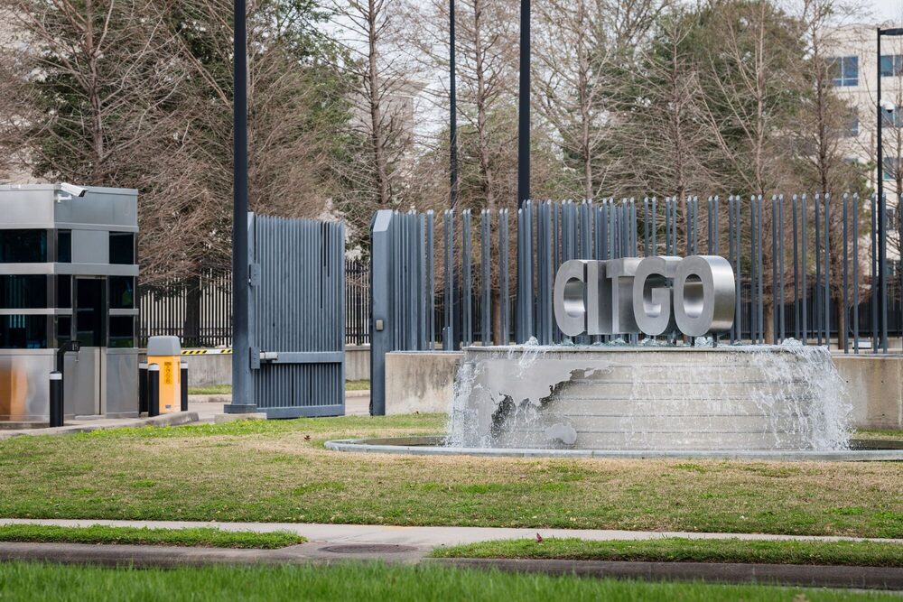 A security booth stands at the entrance of the Citgo Petroleum Corp. headquarters in Houston, Texas, U.S.
