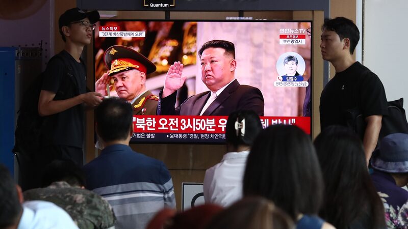 Kim Jong-Un en un pantalla de televisión