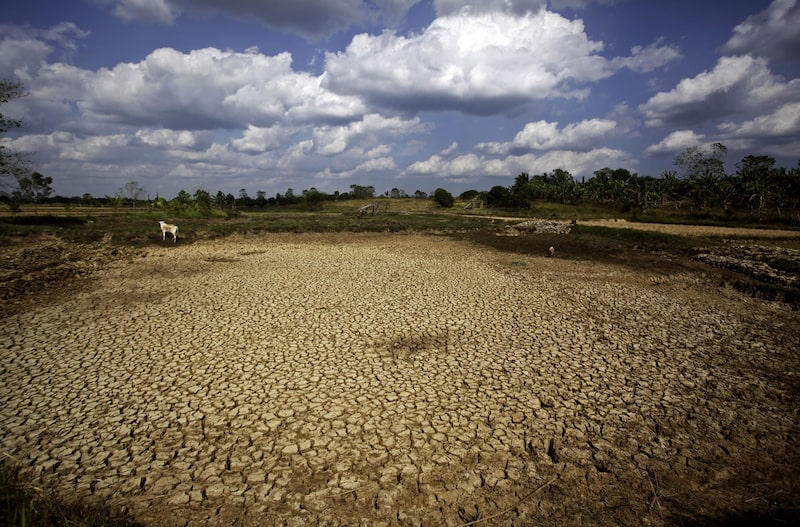 Seca em lago provocada pelo fenômeno El Niño nas Filipinas