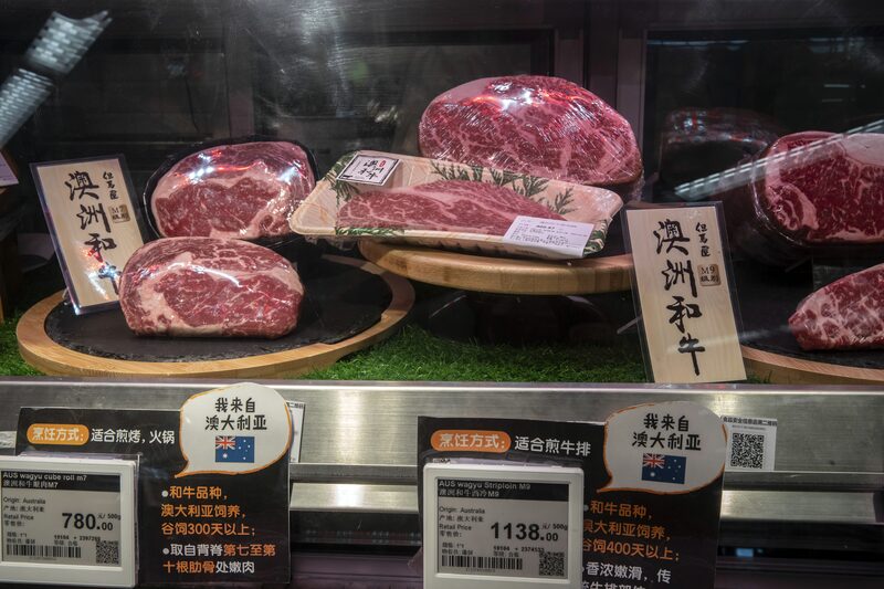 Carne em mercado na China