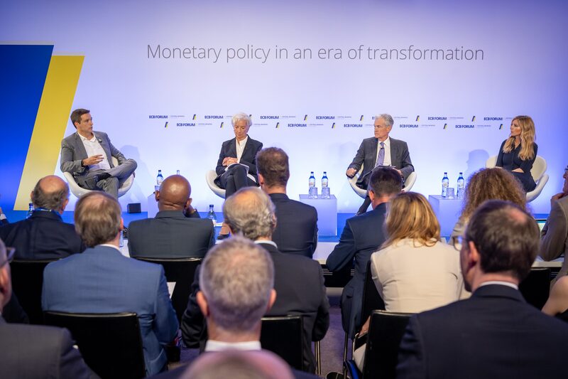 Roberto Campos Neto, Governor of Banco Central do Brasil, Christine Lagarde, President of the European Central Bank, and Jerome Powell, Chair of the Board of Governors of the Federal Reserve System discussing during the Policy panel at the ECB Forum on central banking 2024.