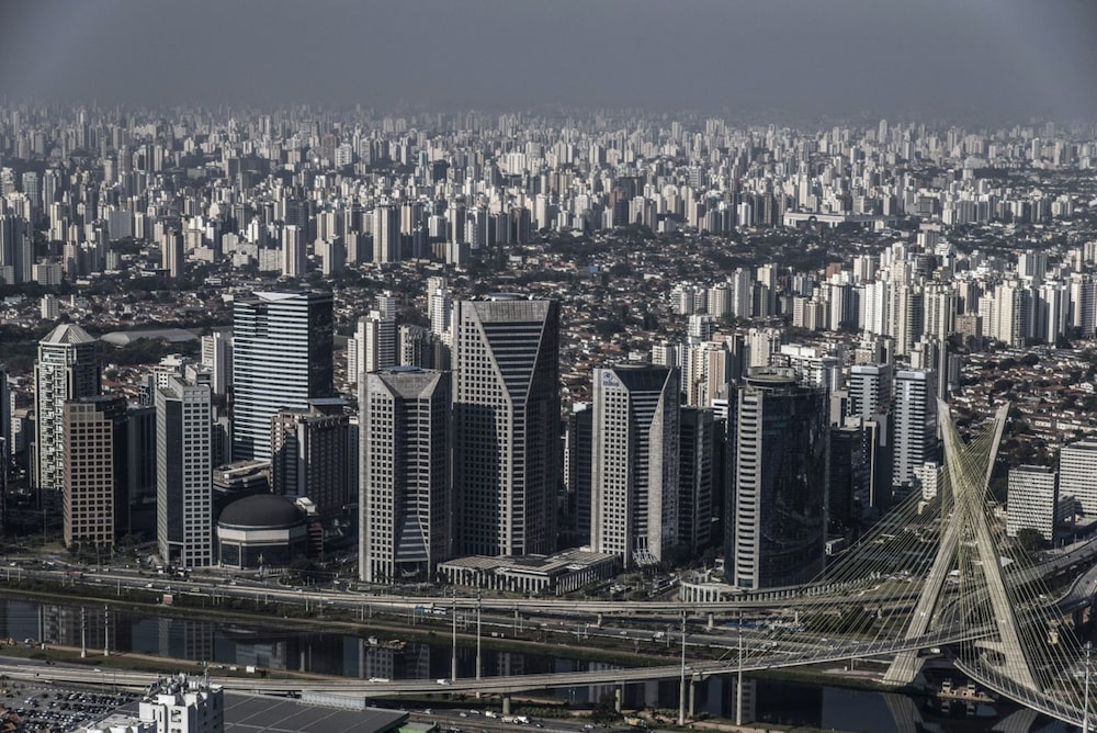 Buildings in the financial district in this aerial photograph taken in Sao Paulo, Brazil.