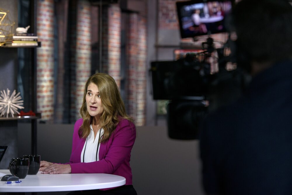 Melinda Gates habla durante una entrevista televisiva de Bloomberg Technology en San Francisco, California, el martes 7 de mayo de 2019.