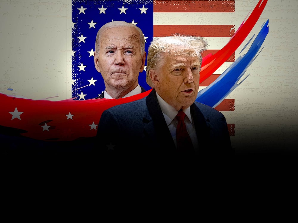 Joe Biden (fondo) y Donald Trump (frente).