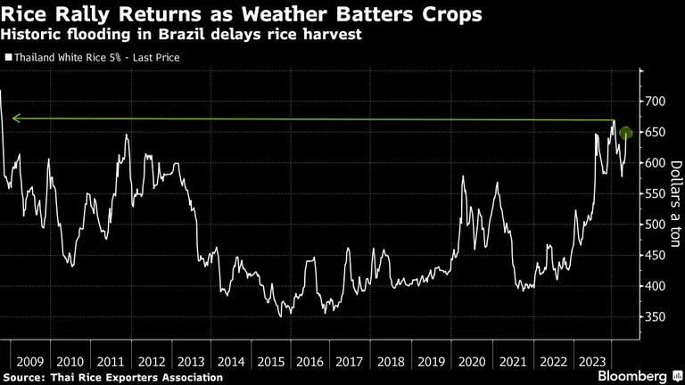 Rice Rally Returns as Weather Batters Crops | Historic flooding in Brazil delays rice harvestdfd